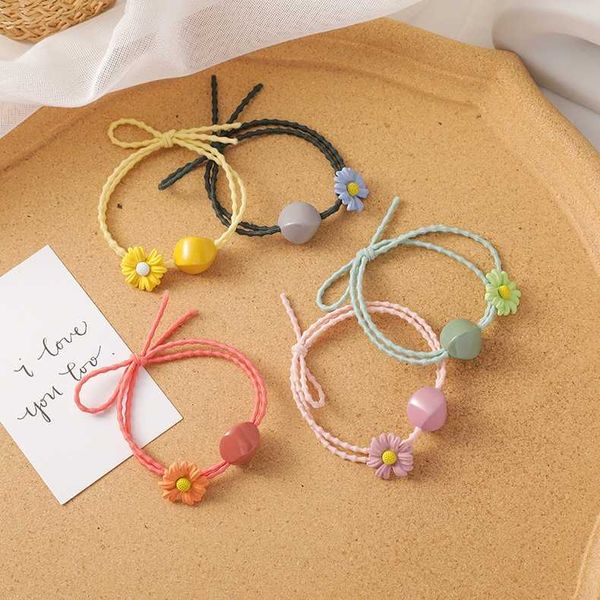 

xiaoboacc high elastic children daisy flower hair rope headband, Golden;silver