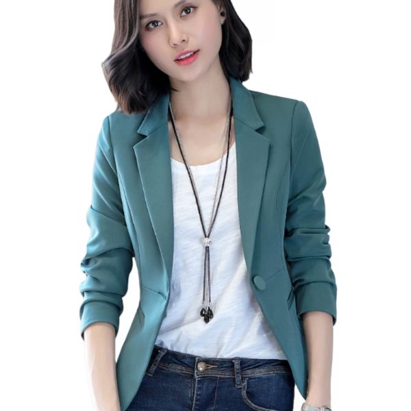 

high-end business suit jacket women coat elegant slim long sleeve short outerwear plus size 4xl solid casual female blazers, White;black