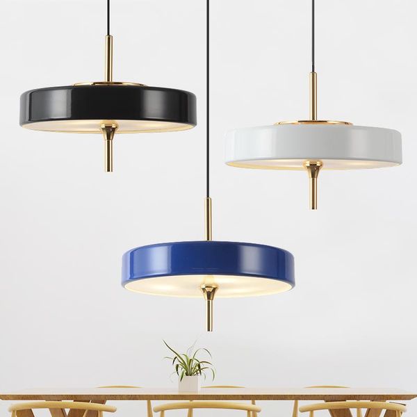 Pós-moderna Bert Frank Azul pingente de metal acende lâmpadas Lâmpadas de suspensão 3 * E27 para jantar sala de estar quarto café iluminação barra de casa