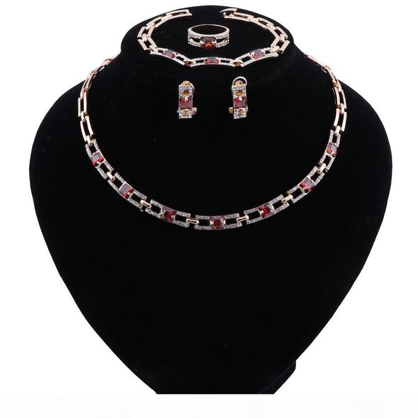 

retro dubai bridal jewelry sets crystal gold color jewellery sets for women nigerian wedding jewelry set, Black