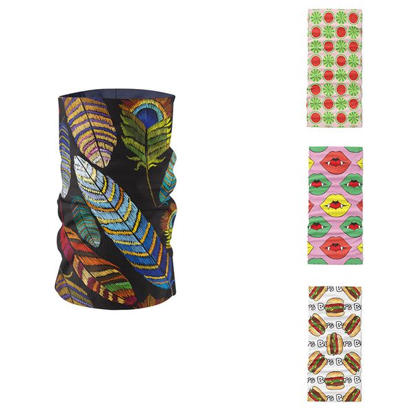 

3d printed irregular pattern hijab scarf creative animal bandana kerchief elastic sports cycling dustproof headband, Blue;gray