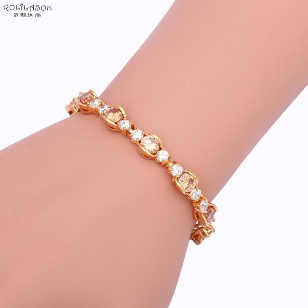 

rolilason charming style morganite golden champagne crystal zircon fashion jewelry bracelets tbs984, Golden;silver