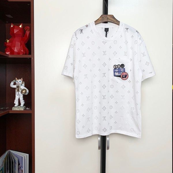 

mens 2020 luxury designer clothes summer new short-sleeved t-shirt hollow custom fabric whole body old flower t-shirt t-shirt new, White;black