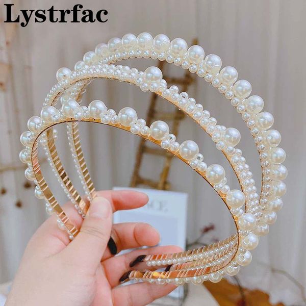 

lystrfac new pearl hairband for women girls headband bride bezel hair hoop female jewelry headwear wedding hair accessories