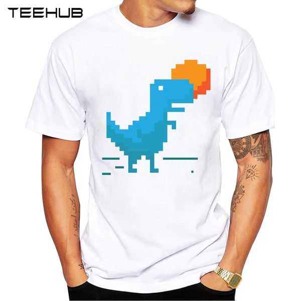 

new arrivals 2019 teehub cool t-rex and sun pixel design men's fashion printed t-shirt short sleeve o-neck hipster tee