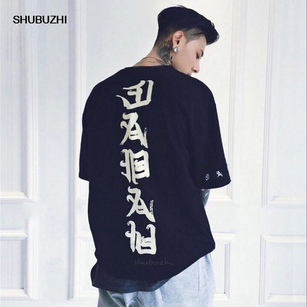 

april momo men hip hop t shirt tees men casual fashion slim fit kanji print short sleeve summer t-shirts streetwear hombre