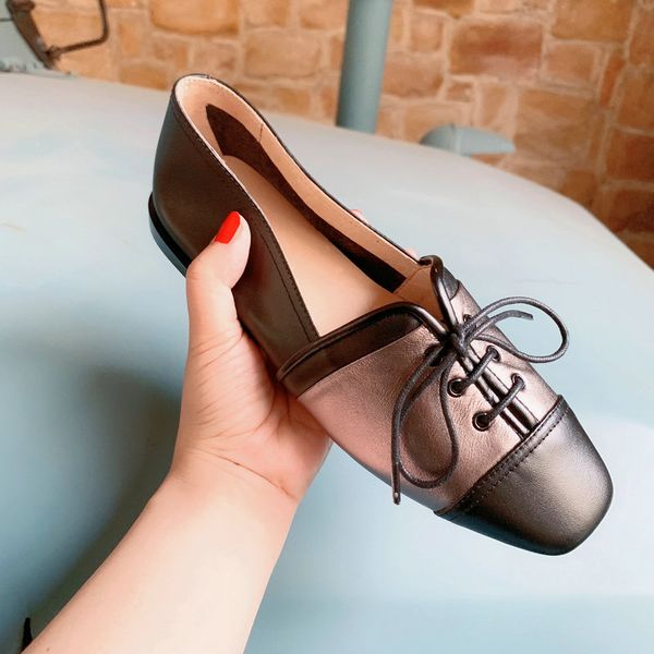 

lace up genuine leather summer shoes summer low heels pumps women female fashion casual working shoes woman heel, Black