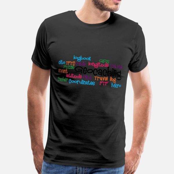 

geocaching word collage t shirt men designing tee shirt round neck costume cute new fashion summer cool shirt