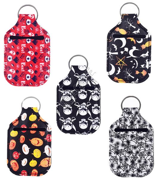 

bracelet cover for 30ml hand sanitizer bottle pu leather key chain alcohol perfume bottle cover sleeve key ring halloween xmas toys d9205, Red;brown