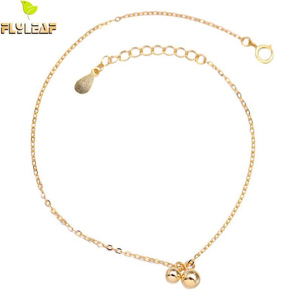 

flyleaf gold bead real 925 sterling silver anklet for women fashion chain leg fine jewelry anklets on foot bracelet enkelbandje, Red;blue