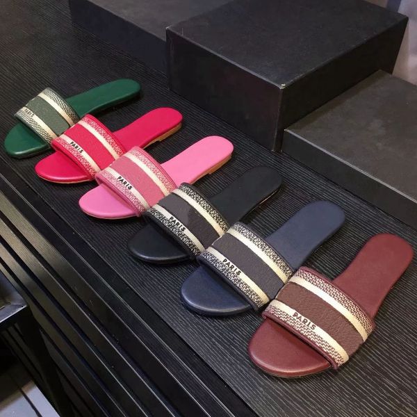 

woman sandals leather blue red stripes sandals denim ladies summer flat slipper outdoor beach woman flip flop size:35-41 d03, Black