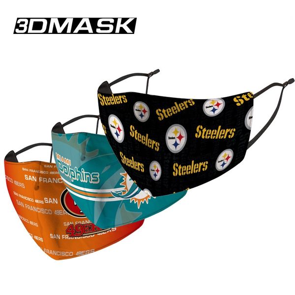 

2020 designer face mask league rugby masks chief patriot eagle tiger steel thin football team washable mask fashion face mask