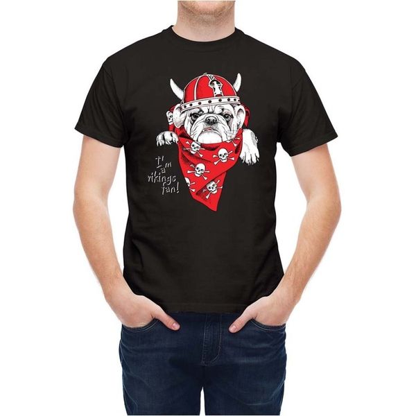

2019 new summer men fashion t-shirt viking bulldog with red skull neckerchief o-neck tee shirts
