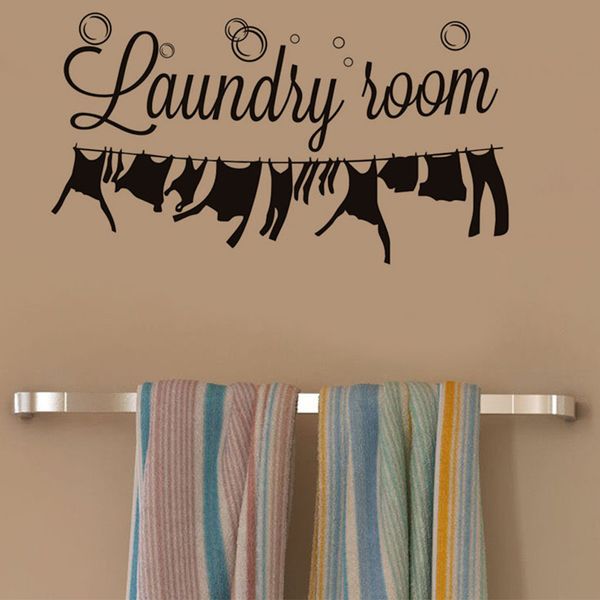

home decoration self adhesive laundry room modern removable black wall sticker