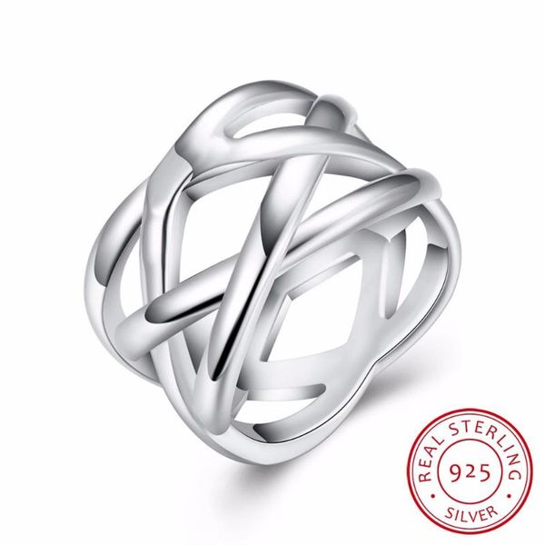 

lekani trendy bijoux women 925 sterling silver ring jewelry for double"x" cross statement ring bague anillos silver fine jewelry, Golden;silver