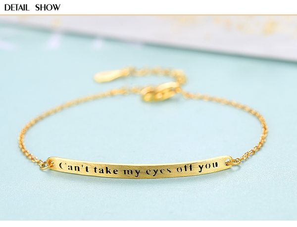 

jewelry simple lettering bracelet, Golden;silver