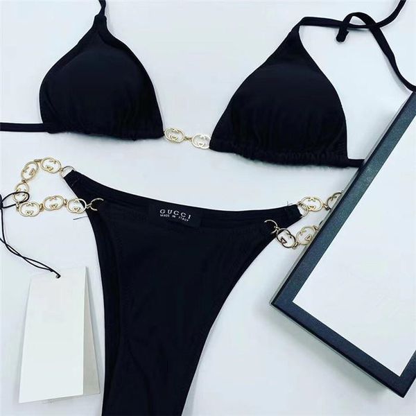 

2020 selling bikini women fashion swimwear in stock swimsuit bandage bathing suits pad tow-piece styles, White;black