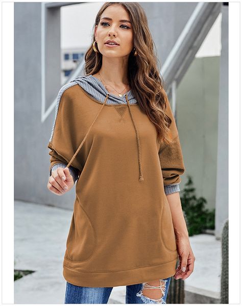 

womens designer hoodies autumn winter long sleeve panelled hooded crew neck sweatshirts fashion casual female clothing, Black