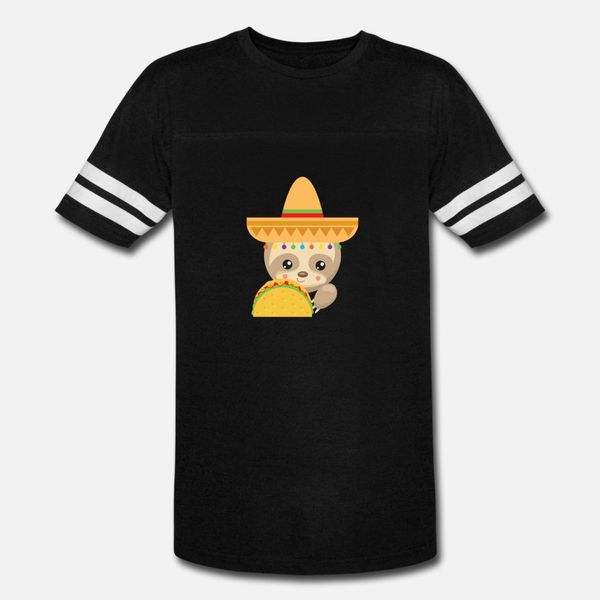

mexican fiesta sloth with taco and sombrero t shirt men character short sleeve s-3xl outfit fitness authentic summer style letters shirt