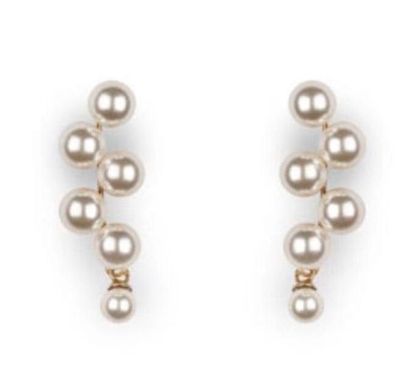 

2020/luxury designer2019 new fashion simple european and american street sbrass gold-plated niche design staggered pearl earrings01, Golden;silver