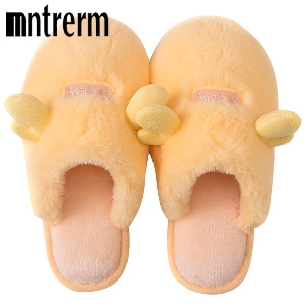 

mntrerm cotton slippers women autumn and winter japanese couple warm confinement shoes plush slippers shoes home, Black