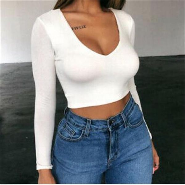 

women o neck long sleeve party crop ladies womens bandage wrap shirt lot females new clothing selling 2020, White