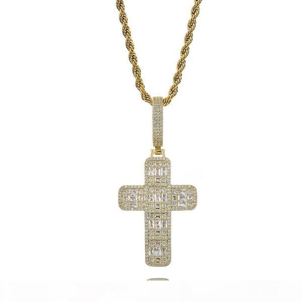 

ожерелье hip hop copper gold color cross религиозное iced out cz crucfix ожерелье jewely для мужчин подарок, Silver