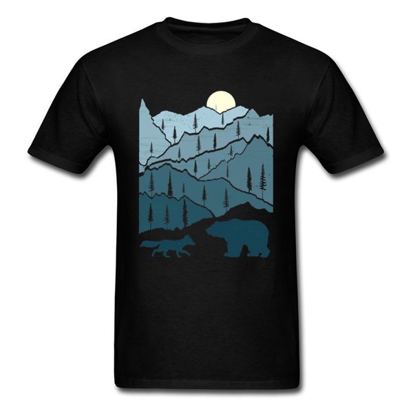 

большие скидки hipster футболка mountain sunset geomertic изображение tshirt медведь fox stay wild round neck tee shirt man drop shipping