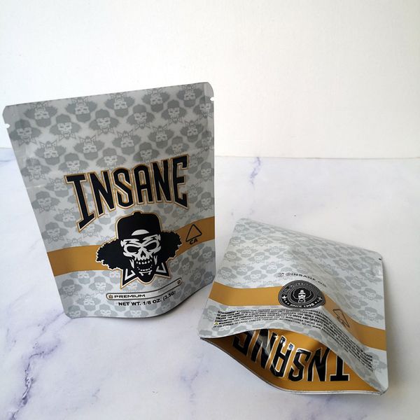 

new 3.5g insane bag smell proof bags vape packaging for dry herb vaporizer mylar zipper bag package ing