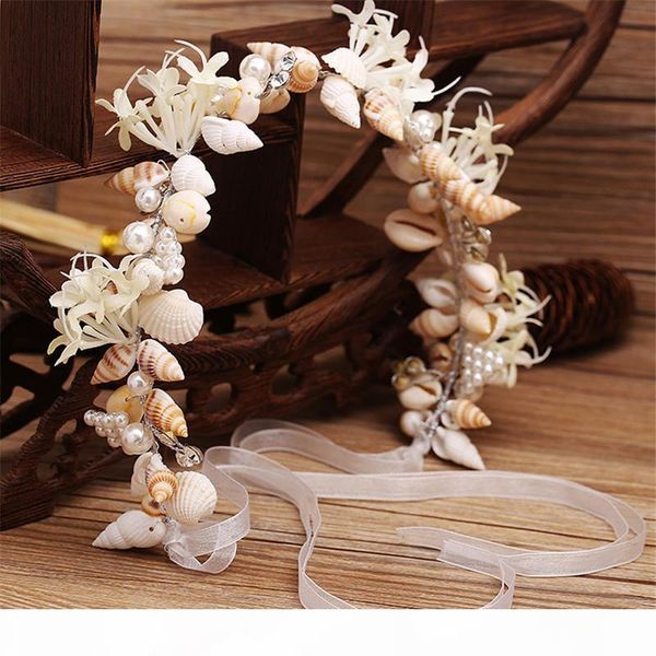 

fashion beautiful mermaid wreath wedding bridal crowns headband hair accessories girl summer beach shell wreath head decoration y19051302, Slivery;golden