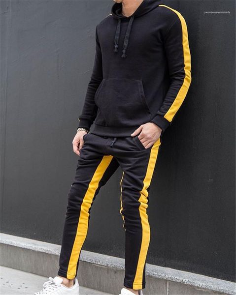 

stripeed тонкий брюки панелями повседневный спортивный jogger брюки с кулиской мужские твердые штаны фитнес спорт мода, Black