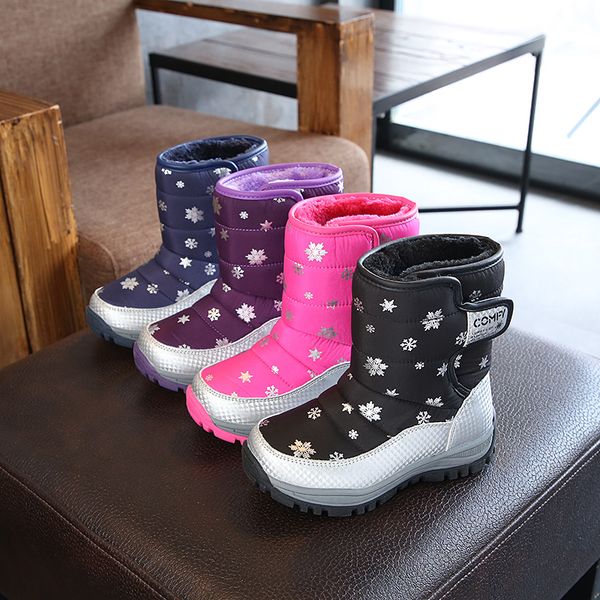 

621 black blue red winter snow warm plush baby girls non-slip bottom baby girl winter sneakers shoes for child