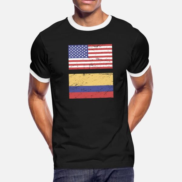 

united states flag colombia flag t shirt men personalized 100% cotton crew neck homme fitness funny casual summer style pattern shirt