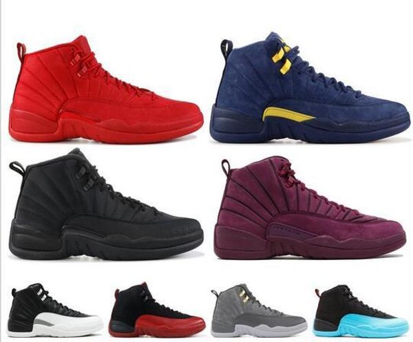 

12 12s basketball shoes for men winterized gym red cny flu game gamma blue dark grey the master taxi mens sports sneakers, Black