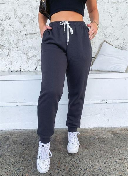 

natural color active pants casual elastic waist micro pencil pants women designer clothes women sweatpants fashion, Black;white