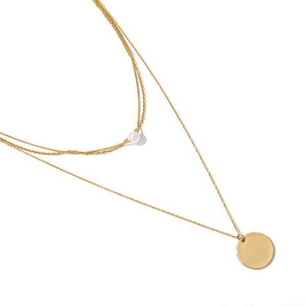 

coin stainless steel necklace long pendant necklace geometric retro jewelry multilayer pendant collar gift, Silver