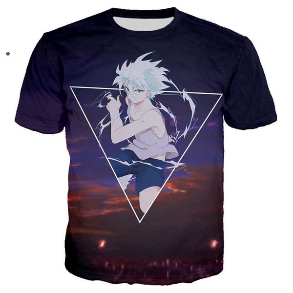 

anime killua hard rock hunter x hunter man 3d print shirts kawaii horror horror men clothing
