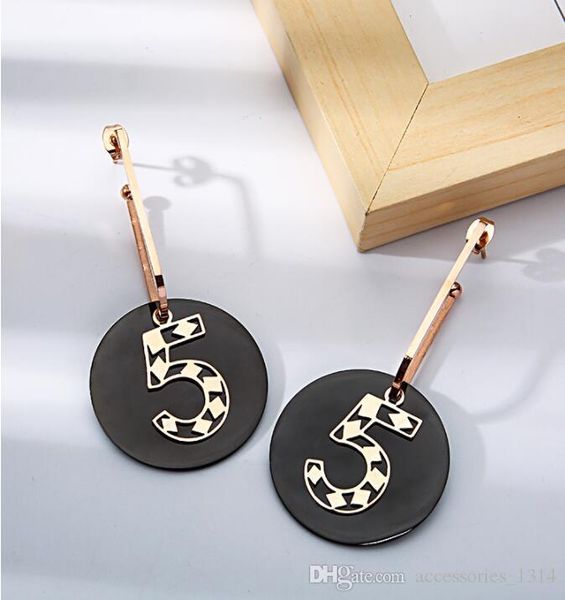 

black circle number 5 earrings ladies 2019 tide atmosphere quality wild earrings female korean net red fashion earrings, Gray