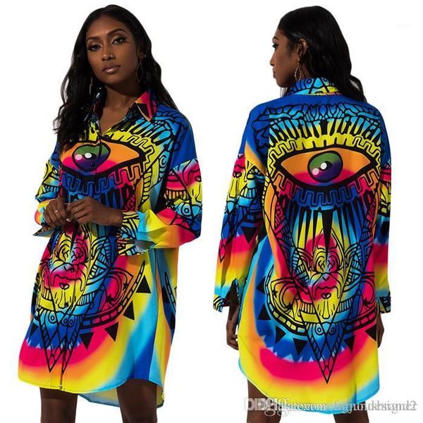 

print lapel neck long sleeve fashion style female clothing casual apparel womens summer designer shirt dresses floral, Black;gray