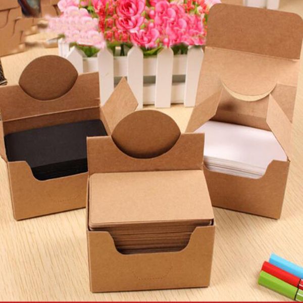 

9*5.4cm brown black white double-sided blank kraft paper business cards word card message card diy gift new year