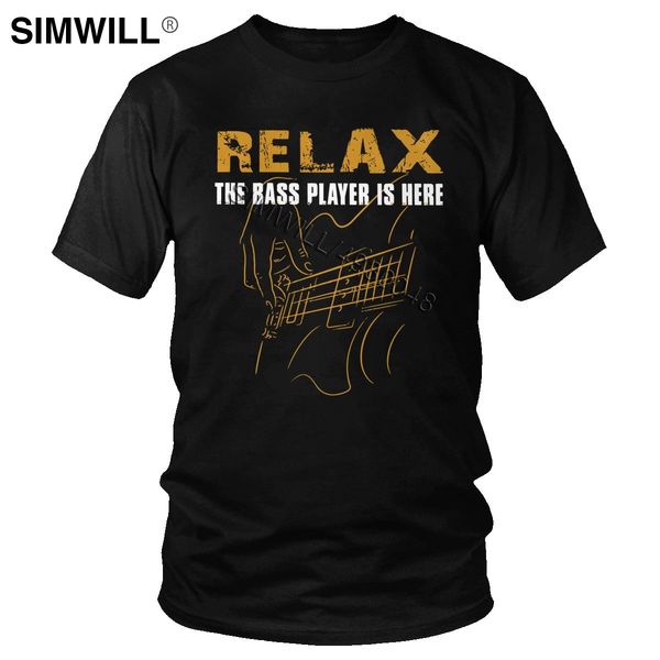 

vintage relax the bass player is here t shirt men urban soft cotton t-shirt short sleeve acoustic electric guitars music tee