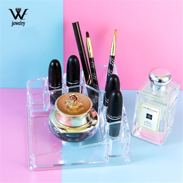 

we lipstick storage box transparent bevel 8 grid cosmetic rack household finishing display rack cosmetic storage, Pink;blue