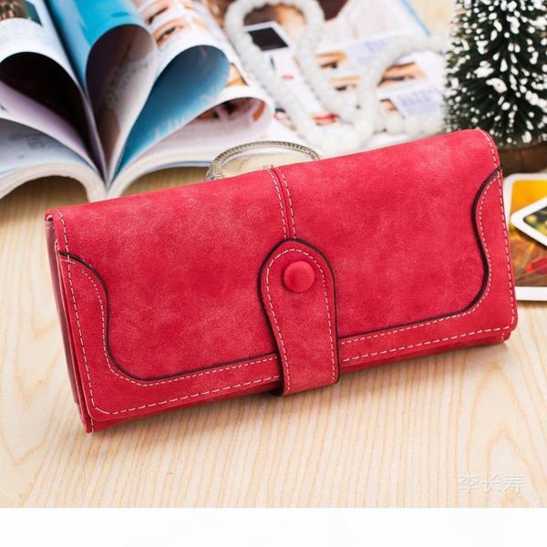 

women's long style retro grinding sand splicing women's wallets women's wallet manufacturers direct sale, Red;black