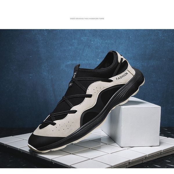 

men lightweight lace up men sneakers new casual running shoes breathable mesh footwear sport male shoes comfort non slip, Black