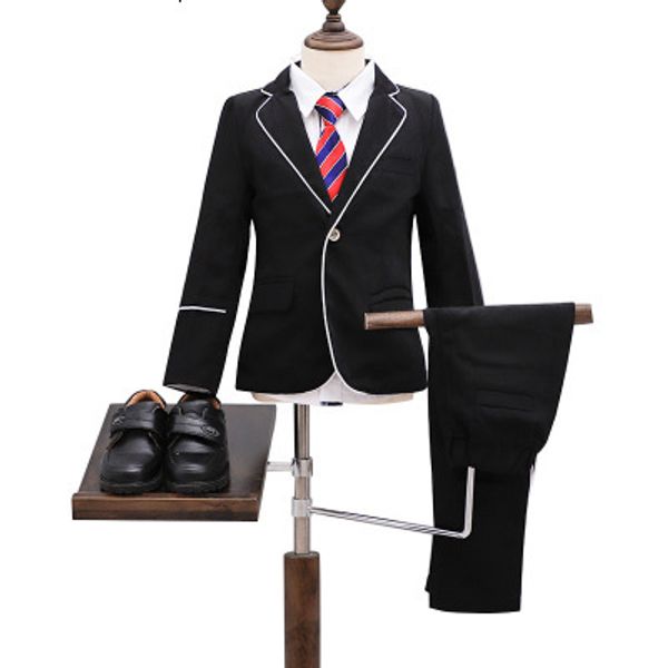

boys suits for weddings school prom party 2-11y children slim fit suit set boys formal blazer pants shirt bowtie clothes f135, Blue