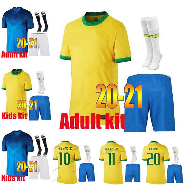 

kids kit+socks brasil football shirts 20 21 camisa de futebol copa america camiseta de fÃºtbol coutinho firmino jesus neres, Black;yellow