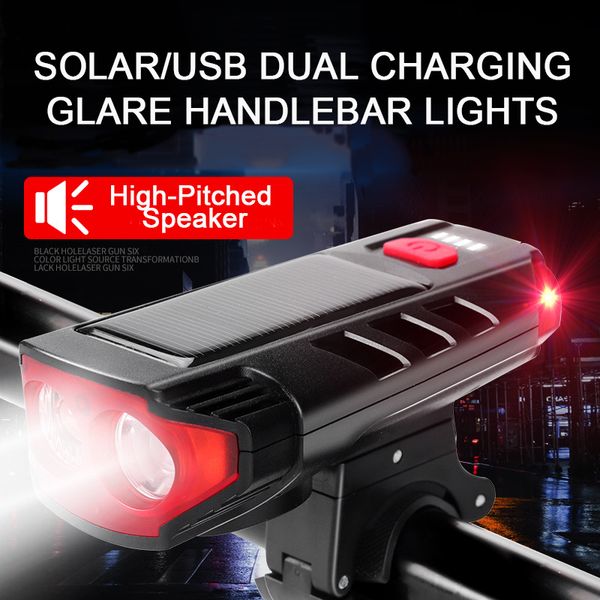 

bike lights solar led light usb rechargeable rear front cycling headlight lamp with horn bicycle accessories