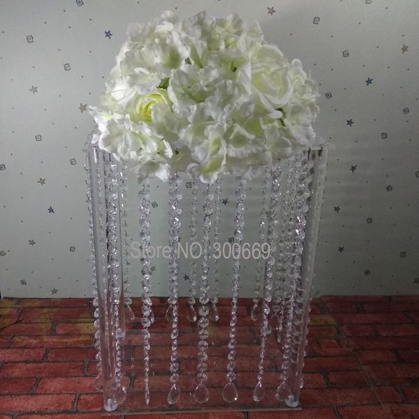 

party decoration ent light up wedding crystal table centerpiece square flower stand customized factory price
