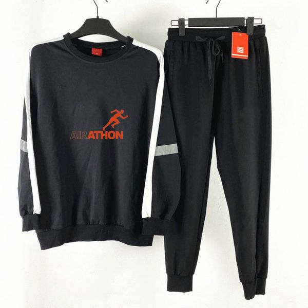 

men women tracksuit with famous sport design style autumn winter spring pullover hoodie+pants two pieces set 2 colors asian size -4xl, Gray