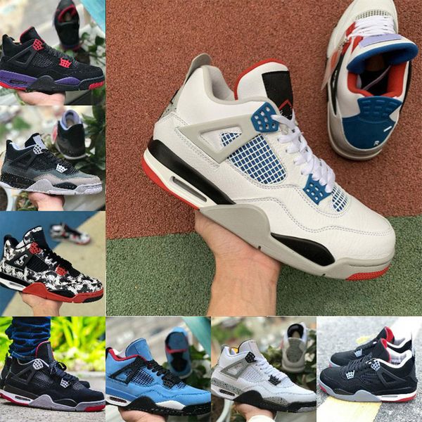 

2020 Basketball Shoes Wings Loyal Fire Red Singles Trainers IV Pure Money Sneakers Jumpman 4 Men White Cement Encore Bred Black Cat Shoes